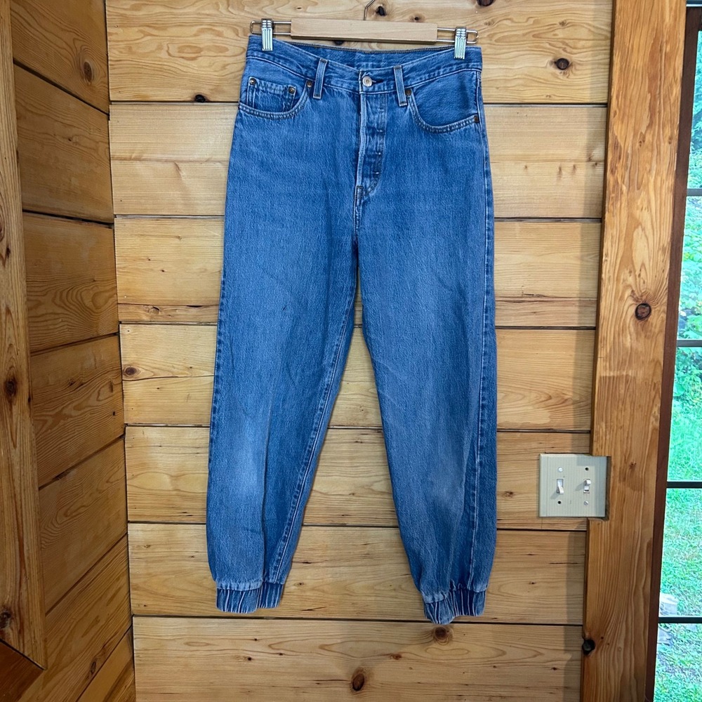 501 Button Fly Jogger Jeans 27 Medium Wash Custom Elastic Cuff Harem Levi's